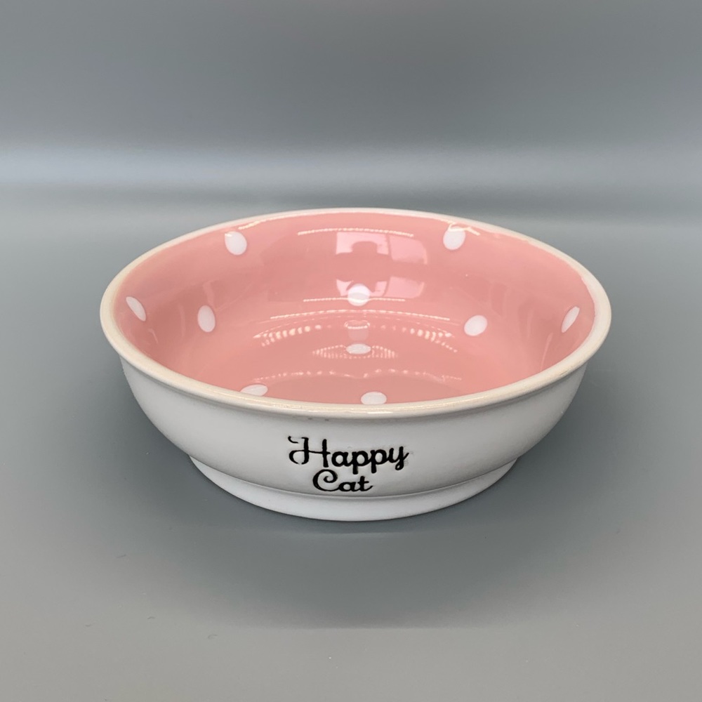 Happy Cat Bowl with polka dots - brand new